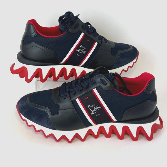 Christian Louboutin Nastroshark Low Top Men Sneakers Navy Blue Size 45 US12 - Picture 9 of 16